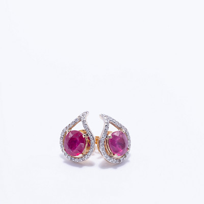 Aretes oro amarillo 14k con 2.80ct de rubí y 0.60ct de brillantes