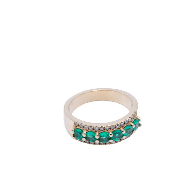 Anillo oro amarillo 14k con 0.82ct de esmeraldas y 0.28ct de brillantes